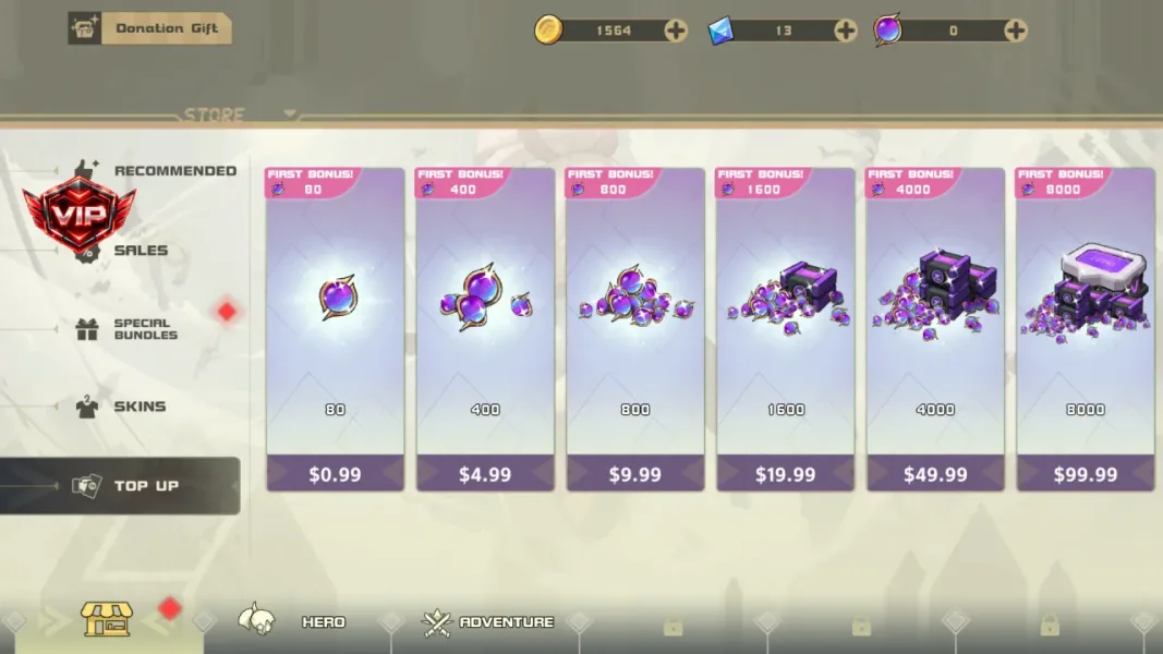 Swordash — top up crystals from 0 99 to 99 99
