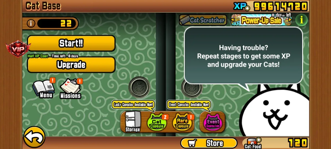 The Battle Cats — cat base with the rare capsule unlocked