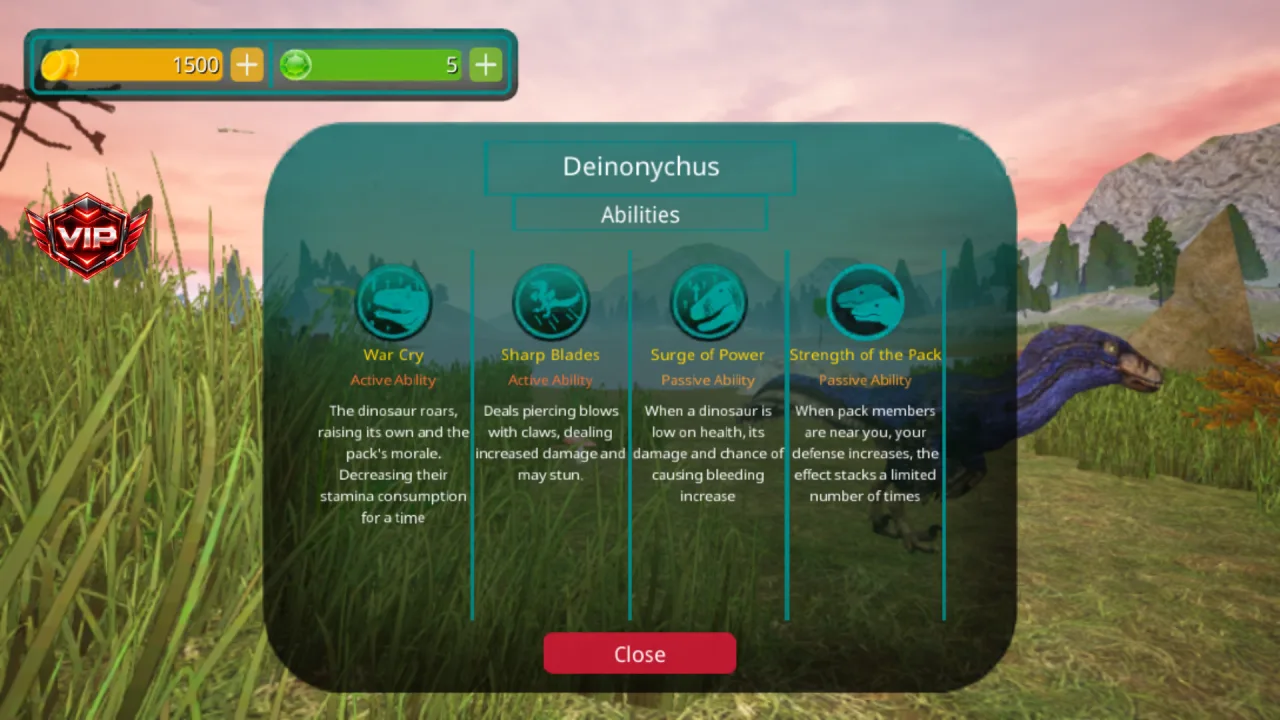 The Cursed Dinosaur Isle — deinonychus abilities war cry and sharp blades