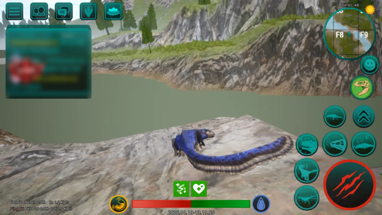 The Cursed Dinosaur Isle — deinonychus asleep by the lake to heal