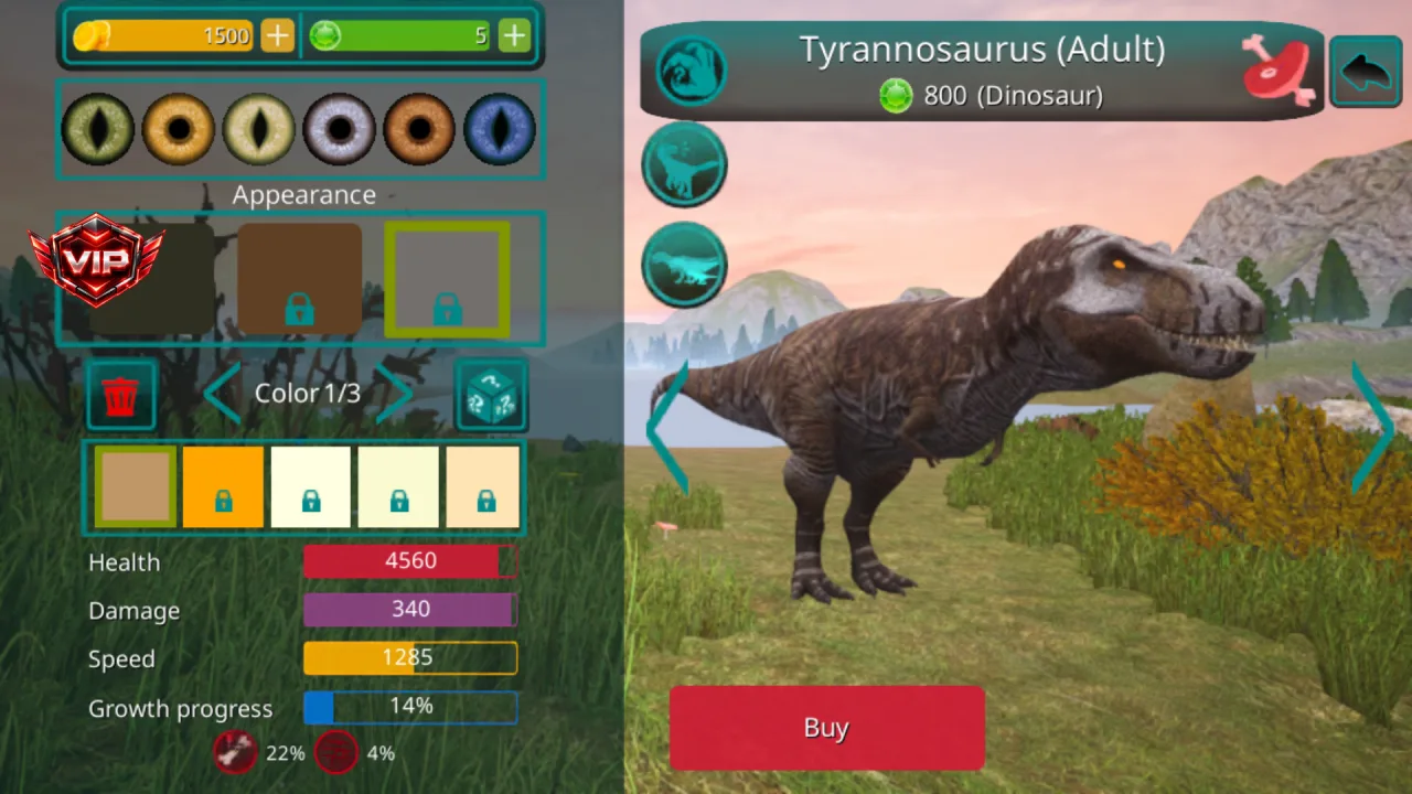 The Cursed Dinosaur Isle — tyrannosaurus unlock costs 800 gems