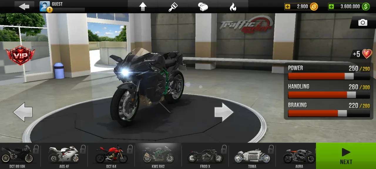 Traffic Rider — kws rh2 unlocked at level 1 with a key